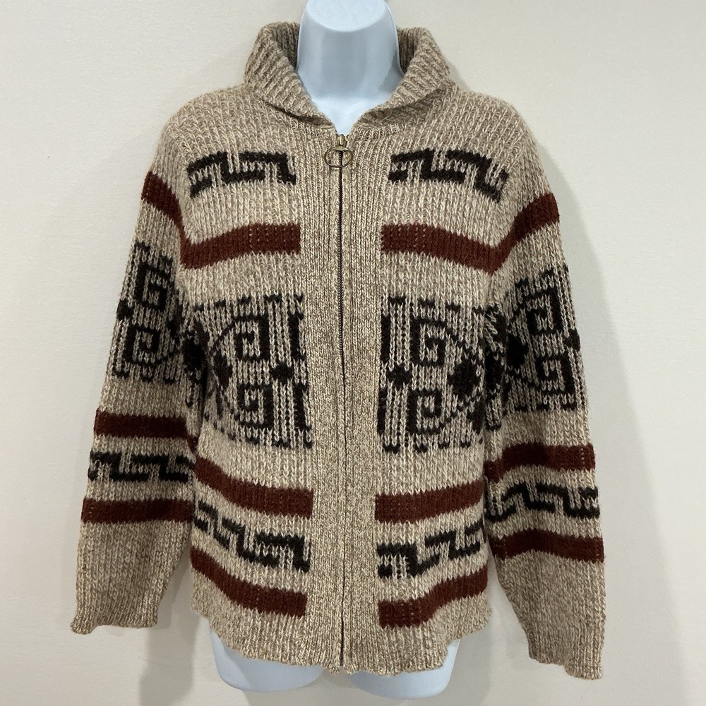 VTG 70s Pendleton Western Wear Westerly The Dude Lebowski Cardigan Sweater Brown